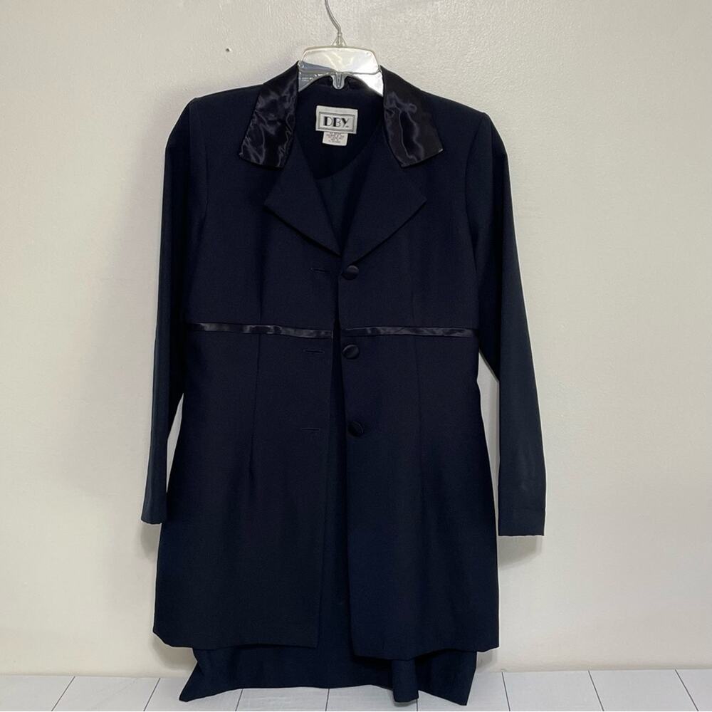 DBY LTD Vintage-Style Navy 2-Piece Jacket Dress Set 9/10